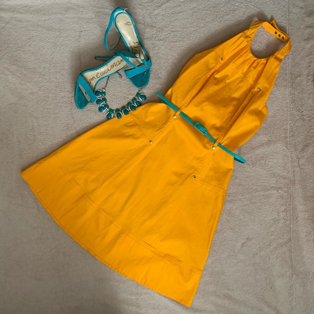 EUC gold yellow Calvin Klein halter dress Sz 4
